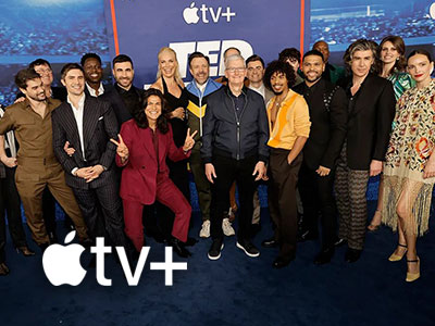 Apple CEO Tim Cook visits the set of Ted Lasso at West London Film Studios